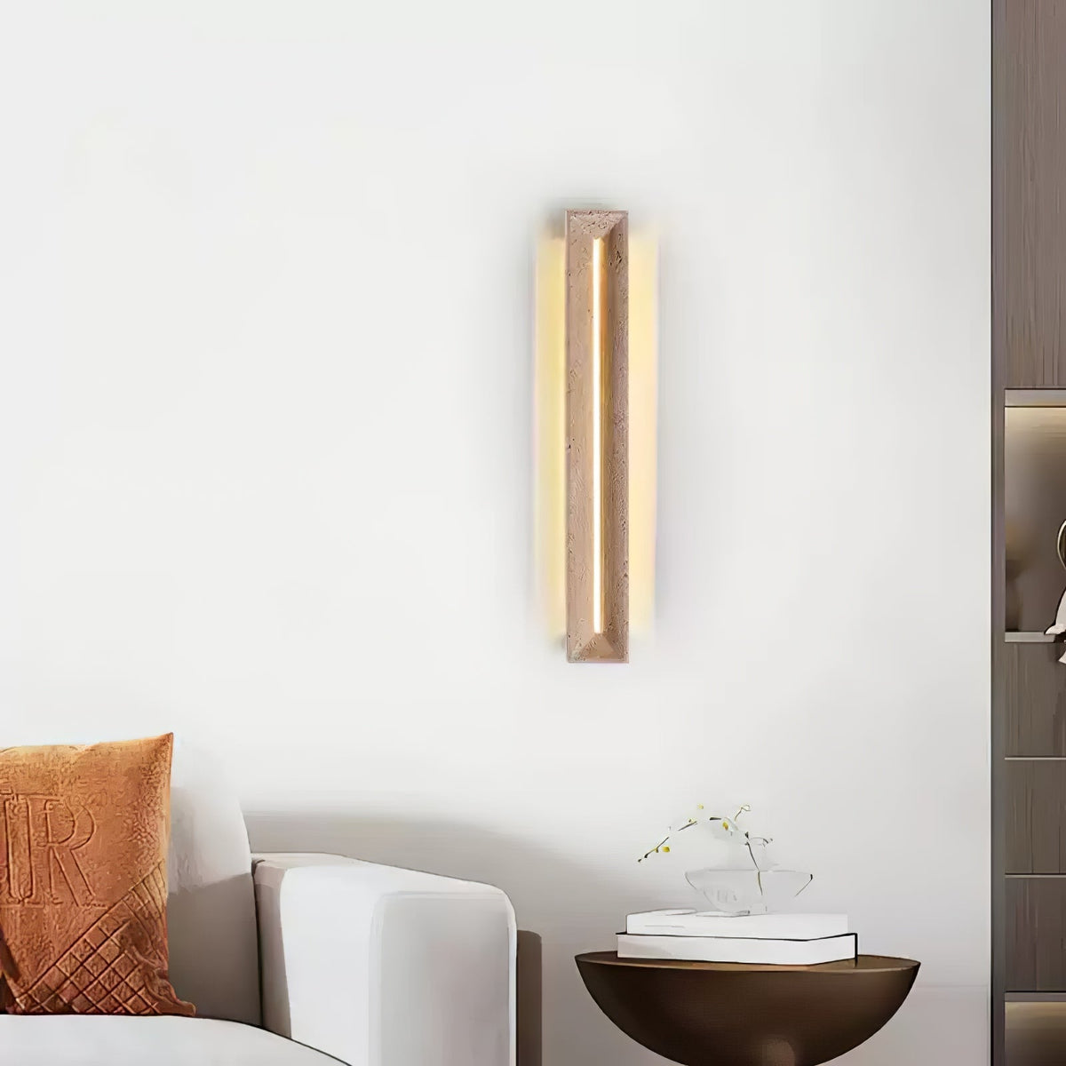 Dfi Minimalistische wandlamp van geel travertin