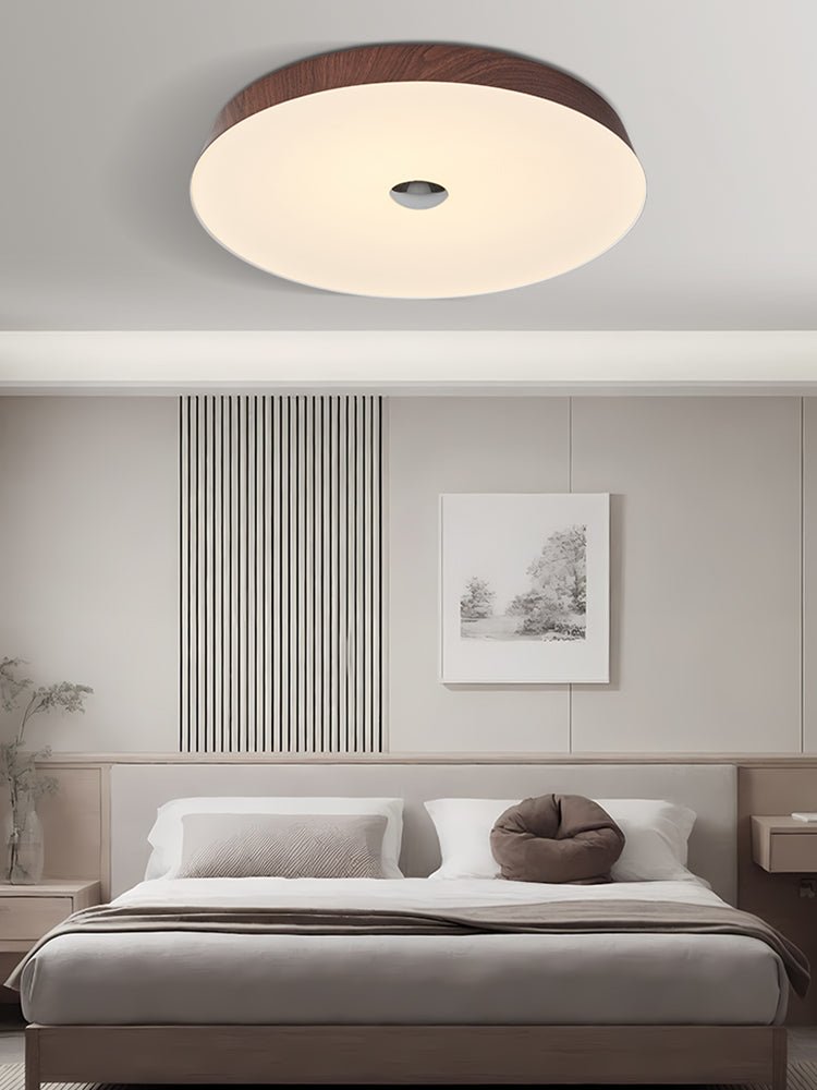 Ceshaora Moderne plafondlamp met minimalistisch walnoot houtkorrel