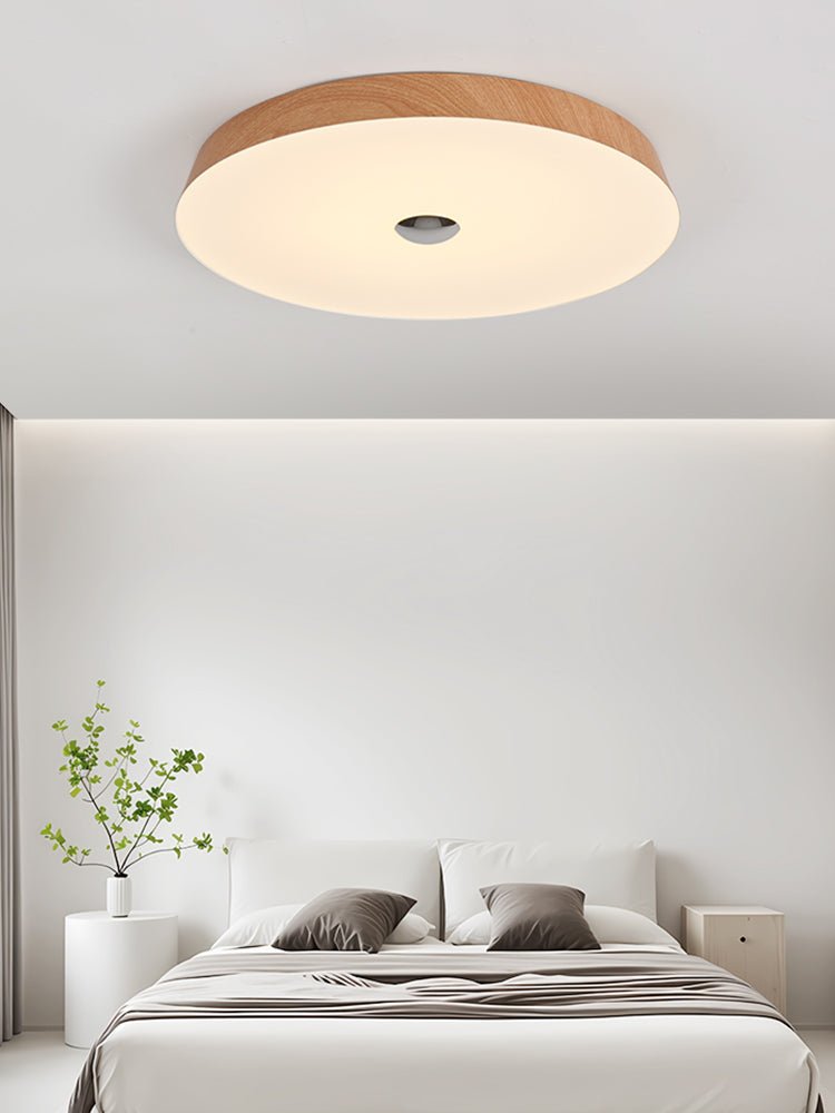 Ceshaora Moderne plafondlamp met minimalistisch walnoot houtkorrel