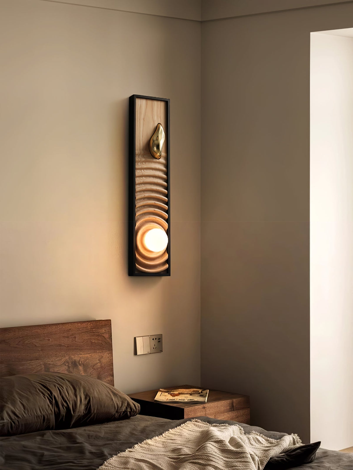 Caleb Vintage Houten wandlamp