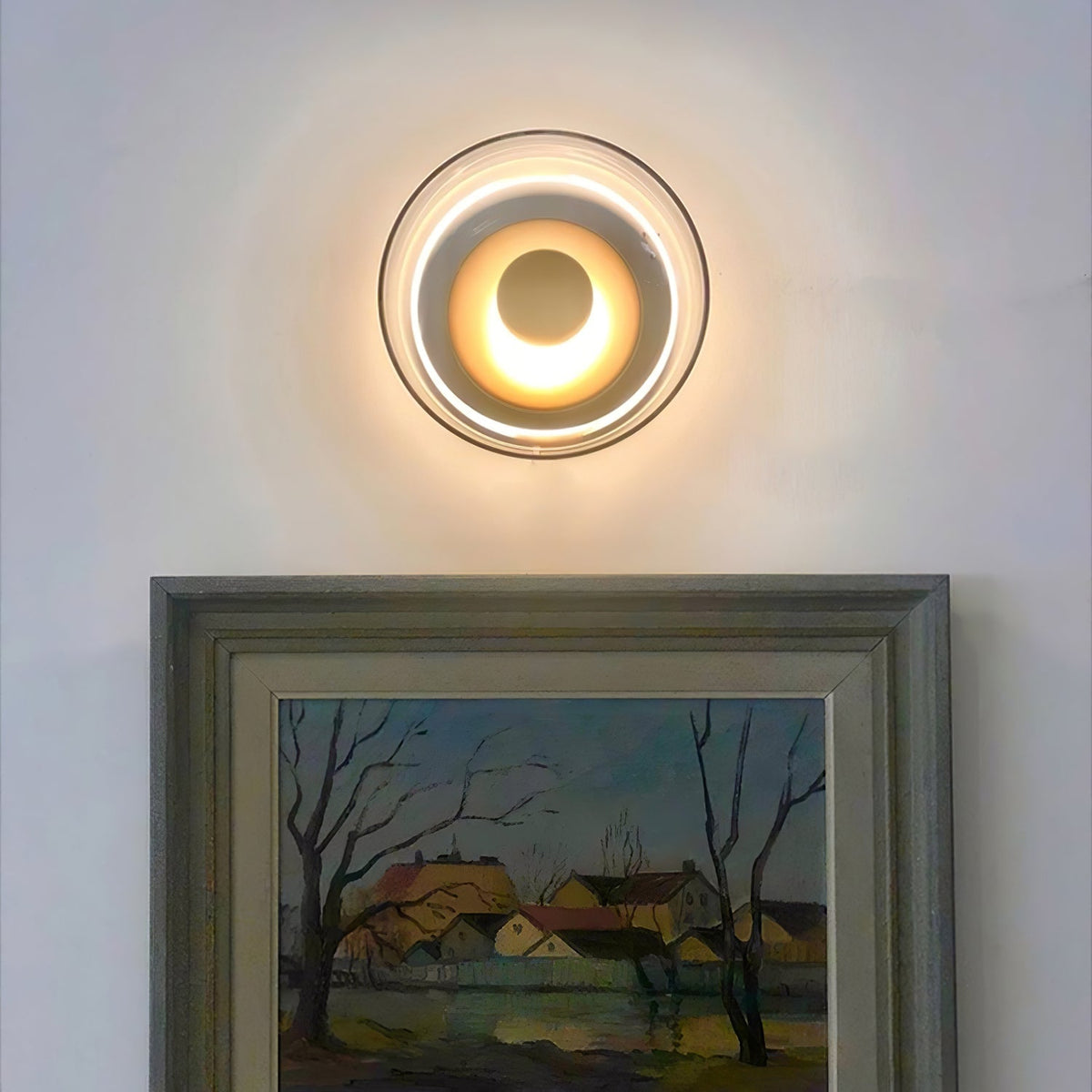 Aether messing wandlamp met glazen kap