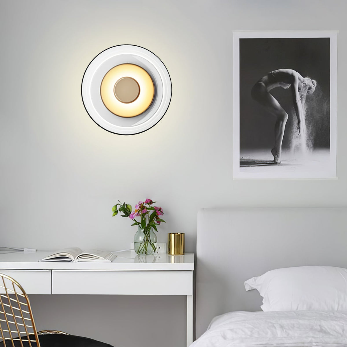 Aether messing wandlamp met glazen kap