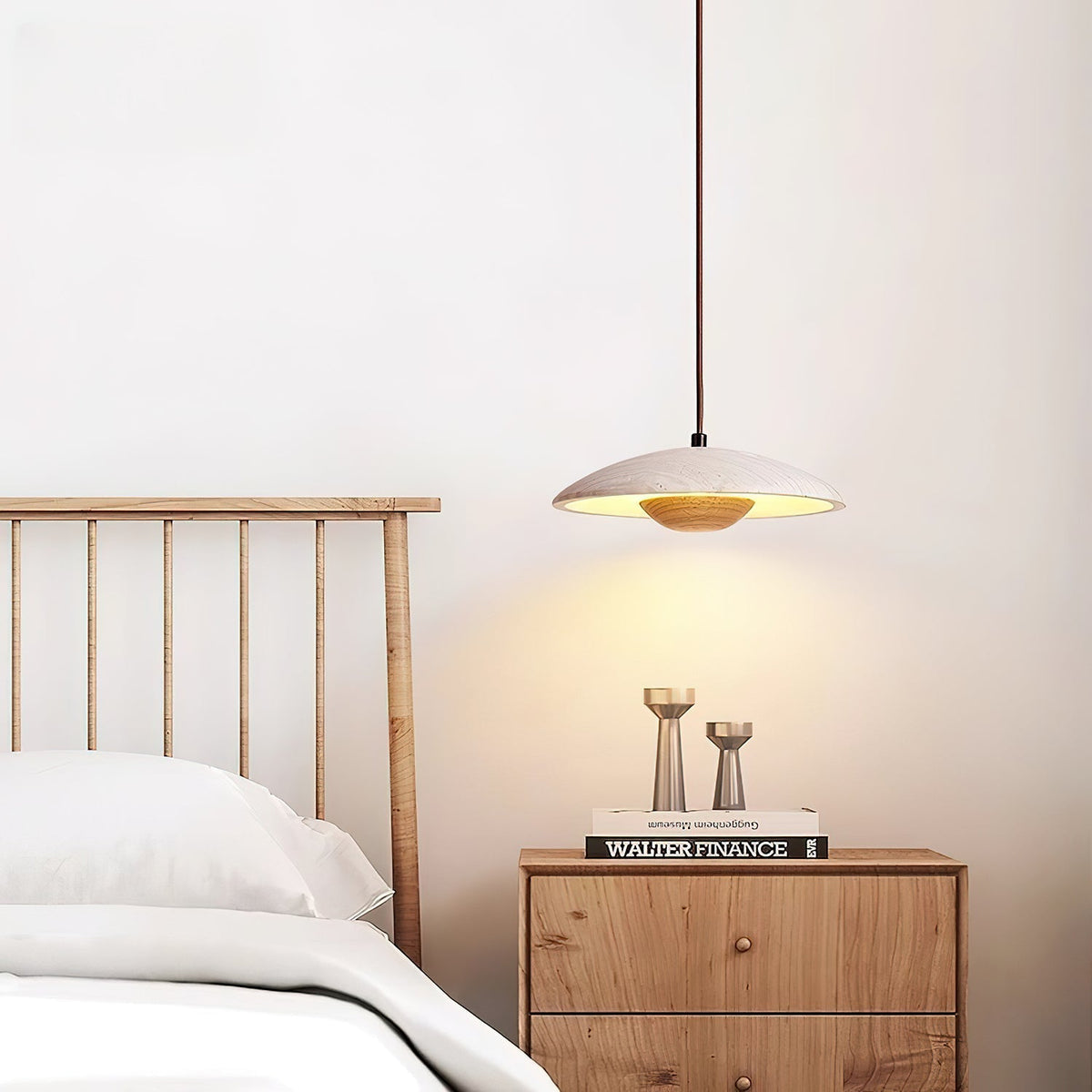Bax hanglamp met brede rand in geel travertin