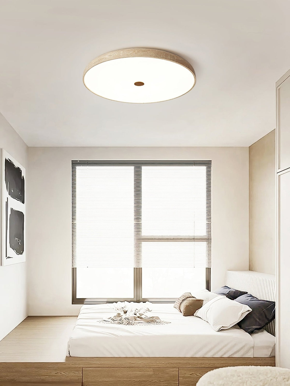 Orzoror minimalistische plafondlamp van geel travertin