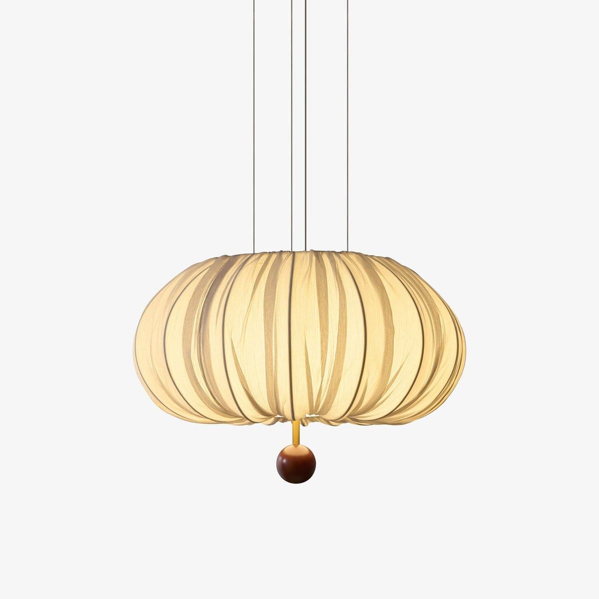 Vasilen Premium Noordse kunst plafondlamp van balonvormig houten stoffen plafondkap