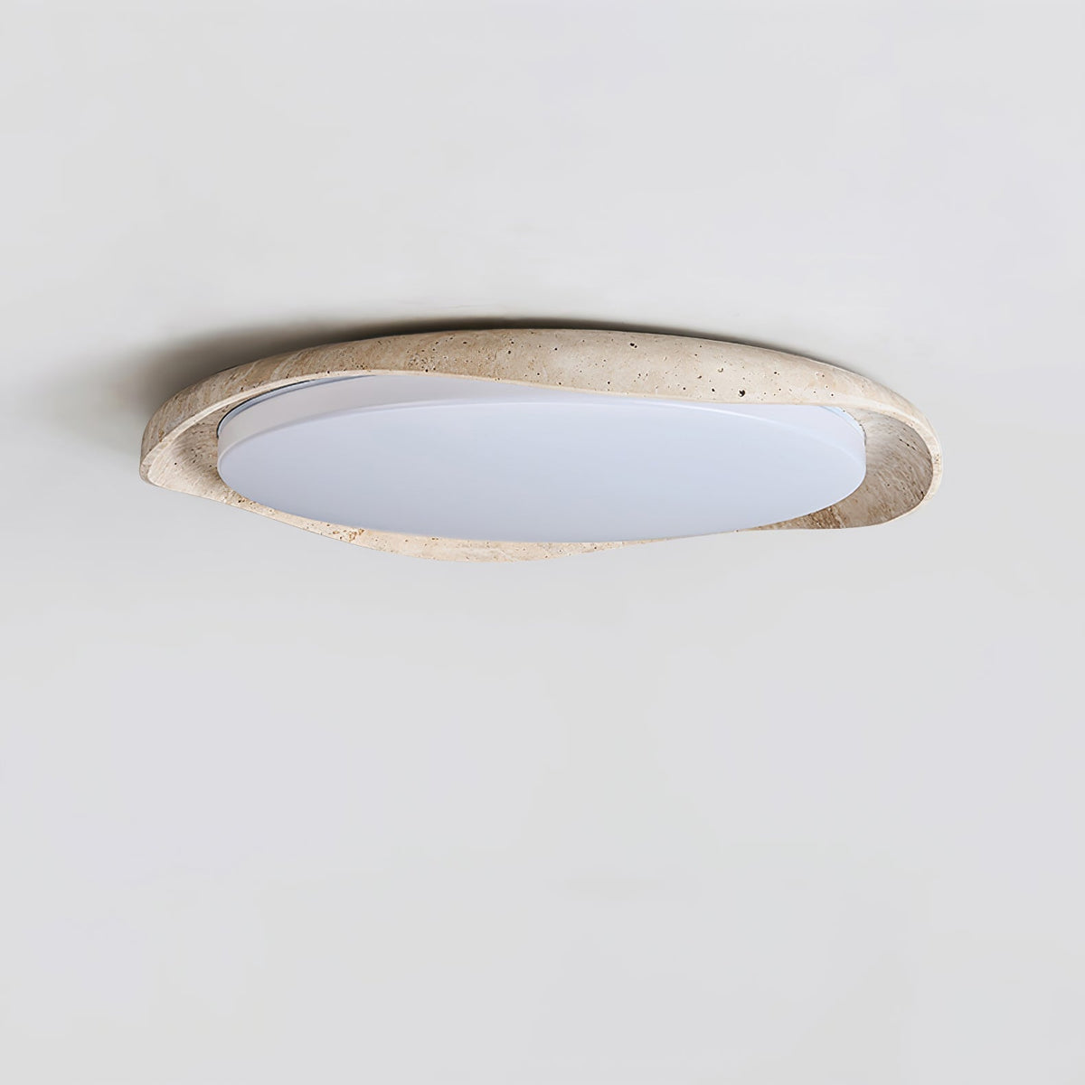Adoros plafondlamp met randcirkel van geel travertin