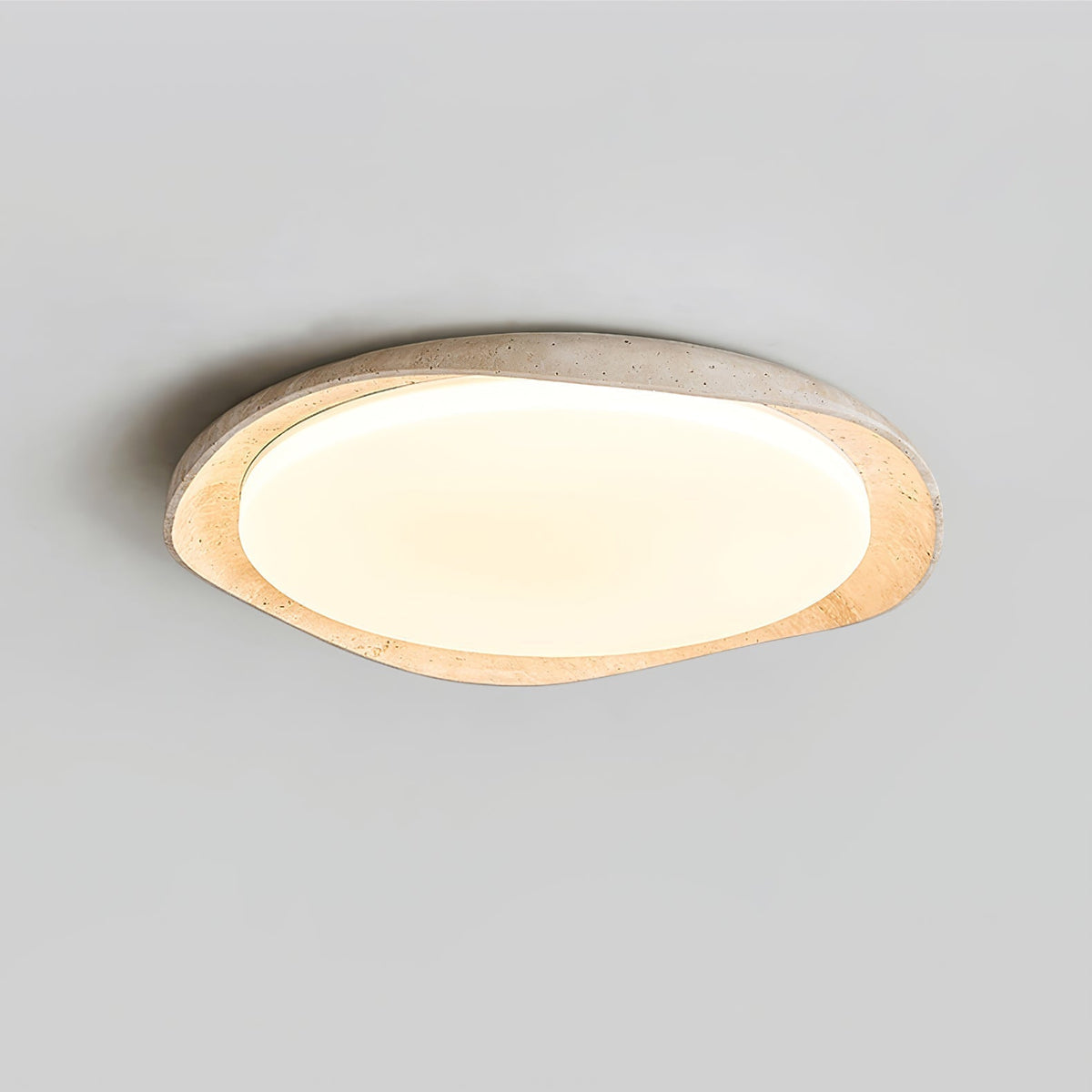 Adoros plafondlamp met randcirkel van geel travertin