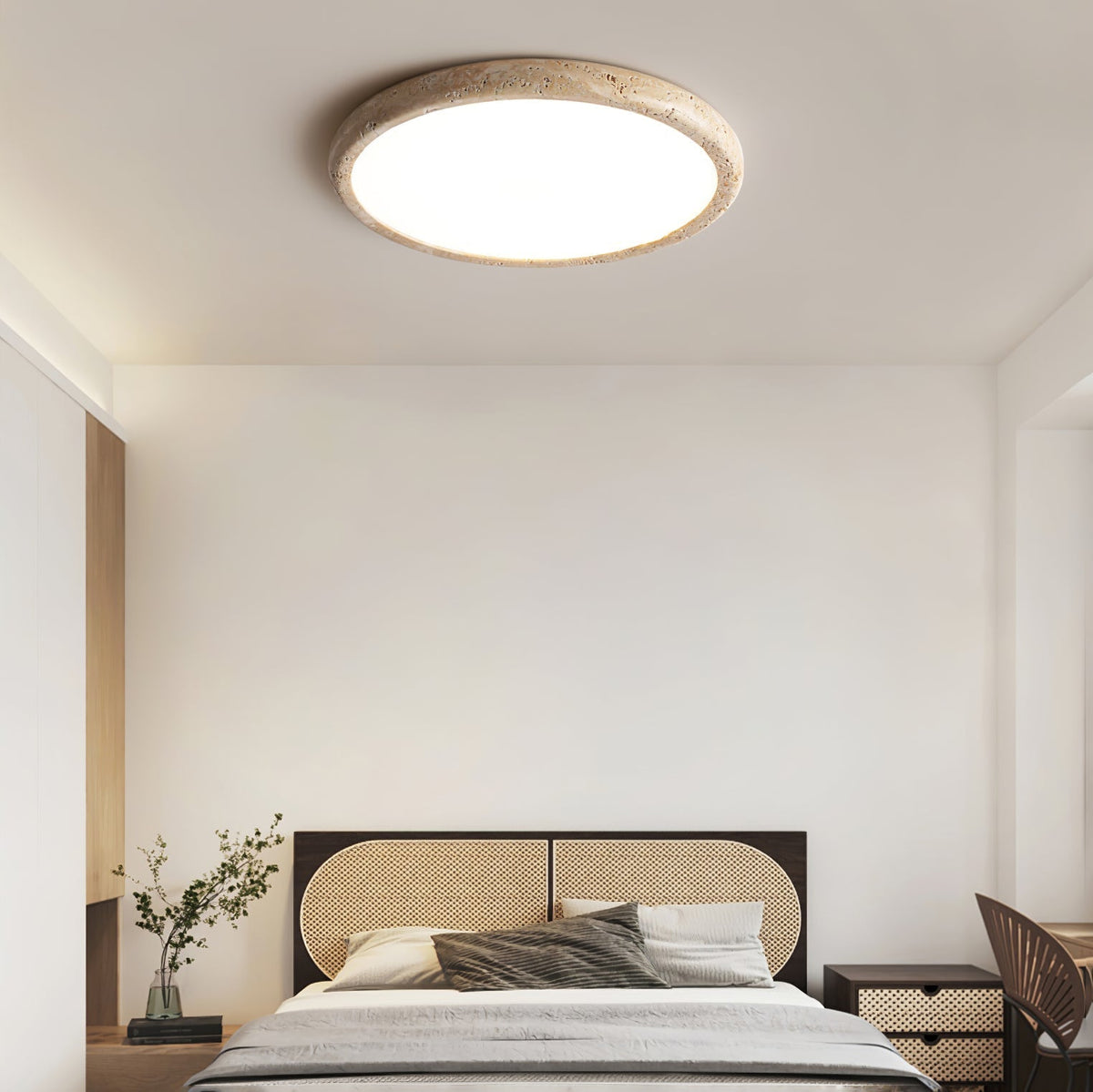 Aurrina Ring Frame Geel travertin plafondlamp