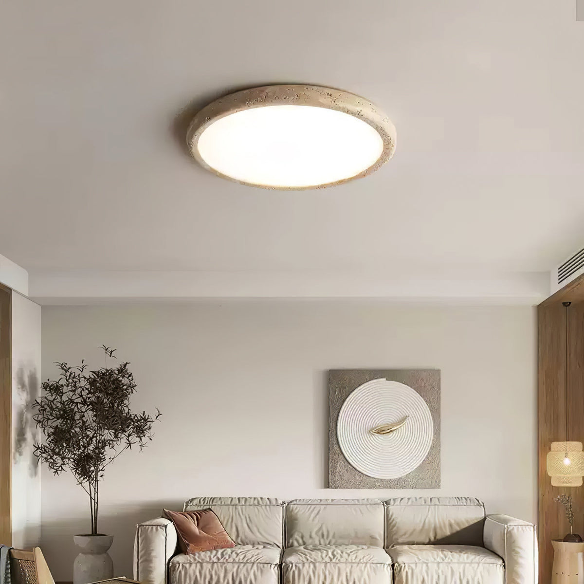 Aurrina Ring Frame Geel travertin plafondlamp