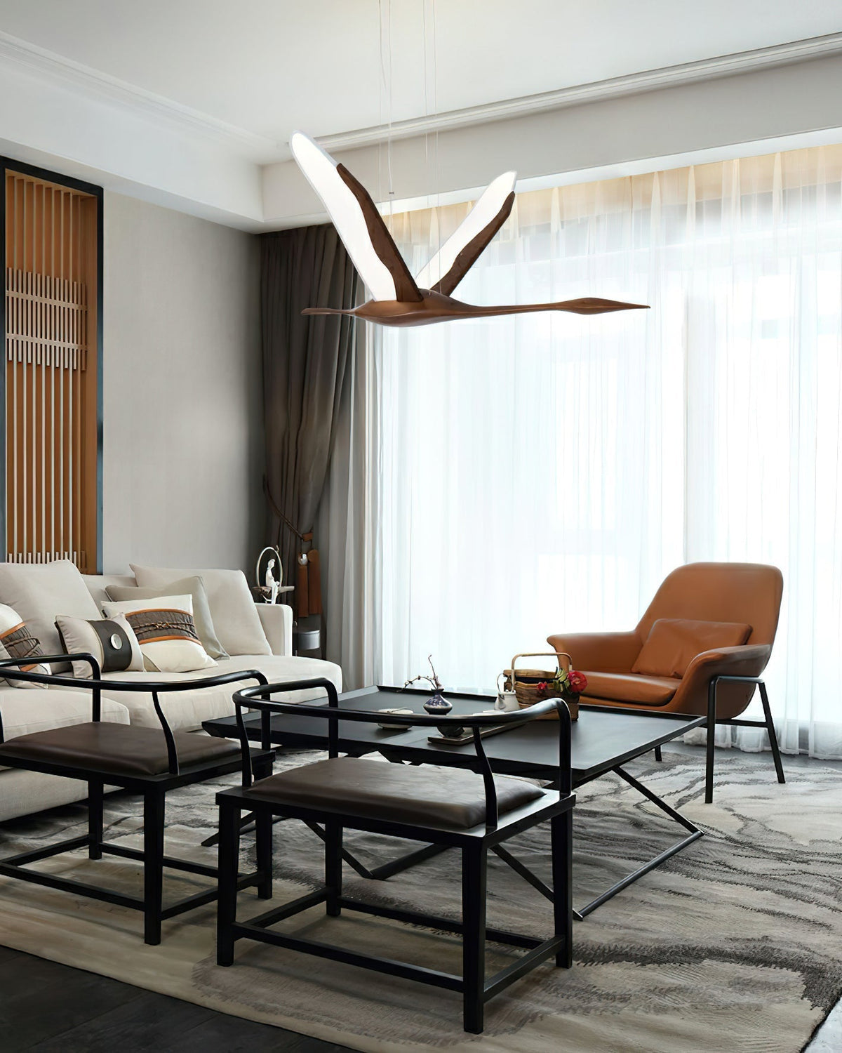Syloine Moderne hanglamp van walnoothout