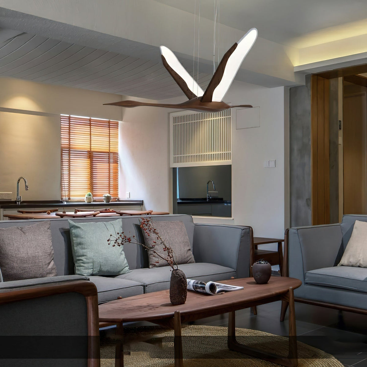 Syloine Moderne hanglamp van walnoothout