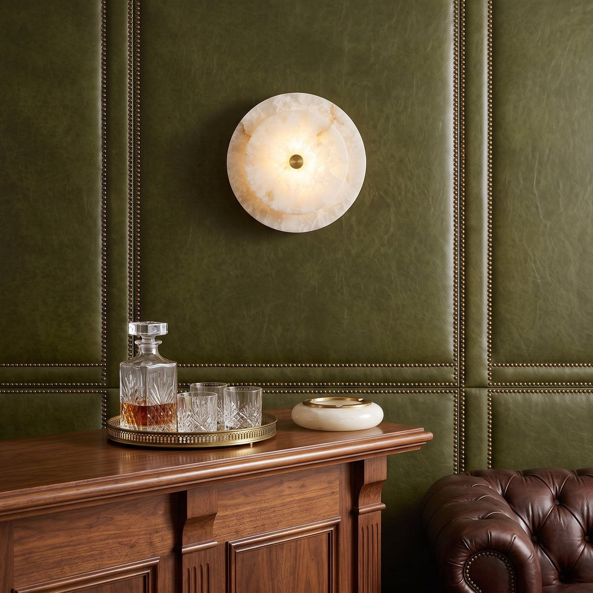 Ravelford disc albast wandlamp