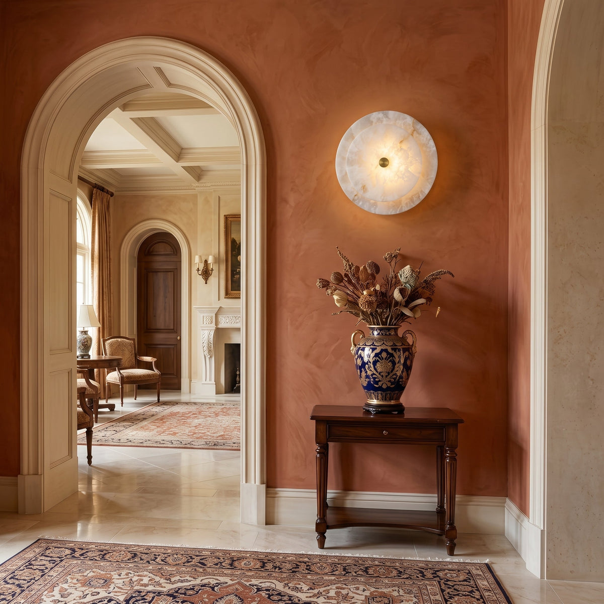 Ravelford disc albast wandlamp