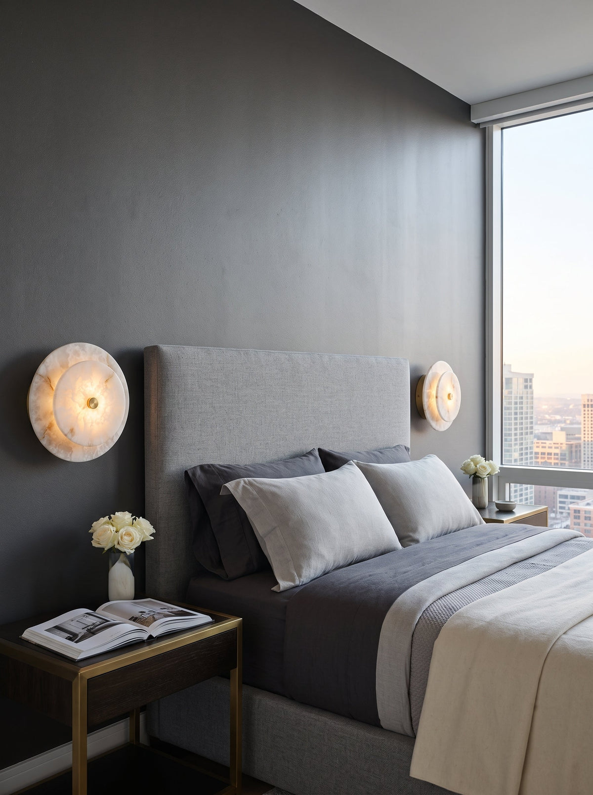 Ravelford disc albast wandlamp