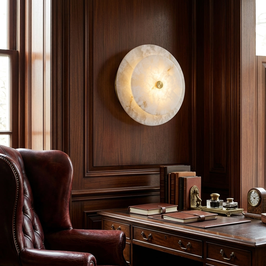 Ravelford disc albast wandlamp