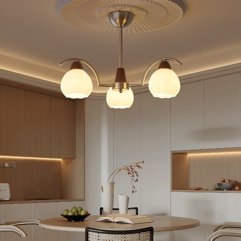 Ilaeiel Traditionele Elegantie Bloem Hout glas Kroonluchter