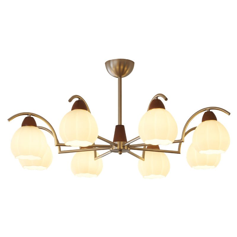 Ilaeiel Traditionele Elegantie Bloem Hout glas Kroonluchter