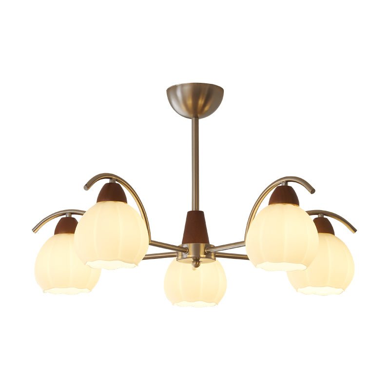 Ilaeiel Traditionele Elegantie Bloem Hout glas Kroonluchter