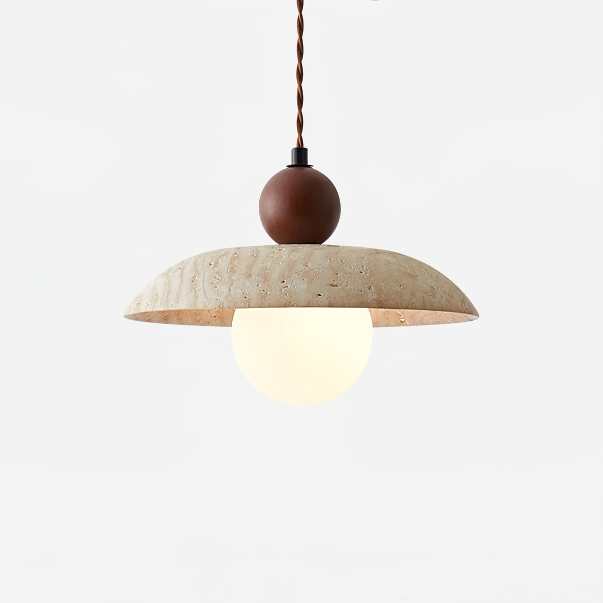 Nerix hanglamp van geel travertin en walnoothout