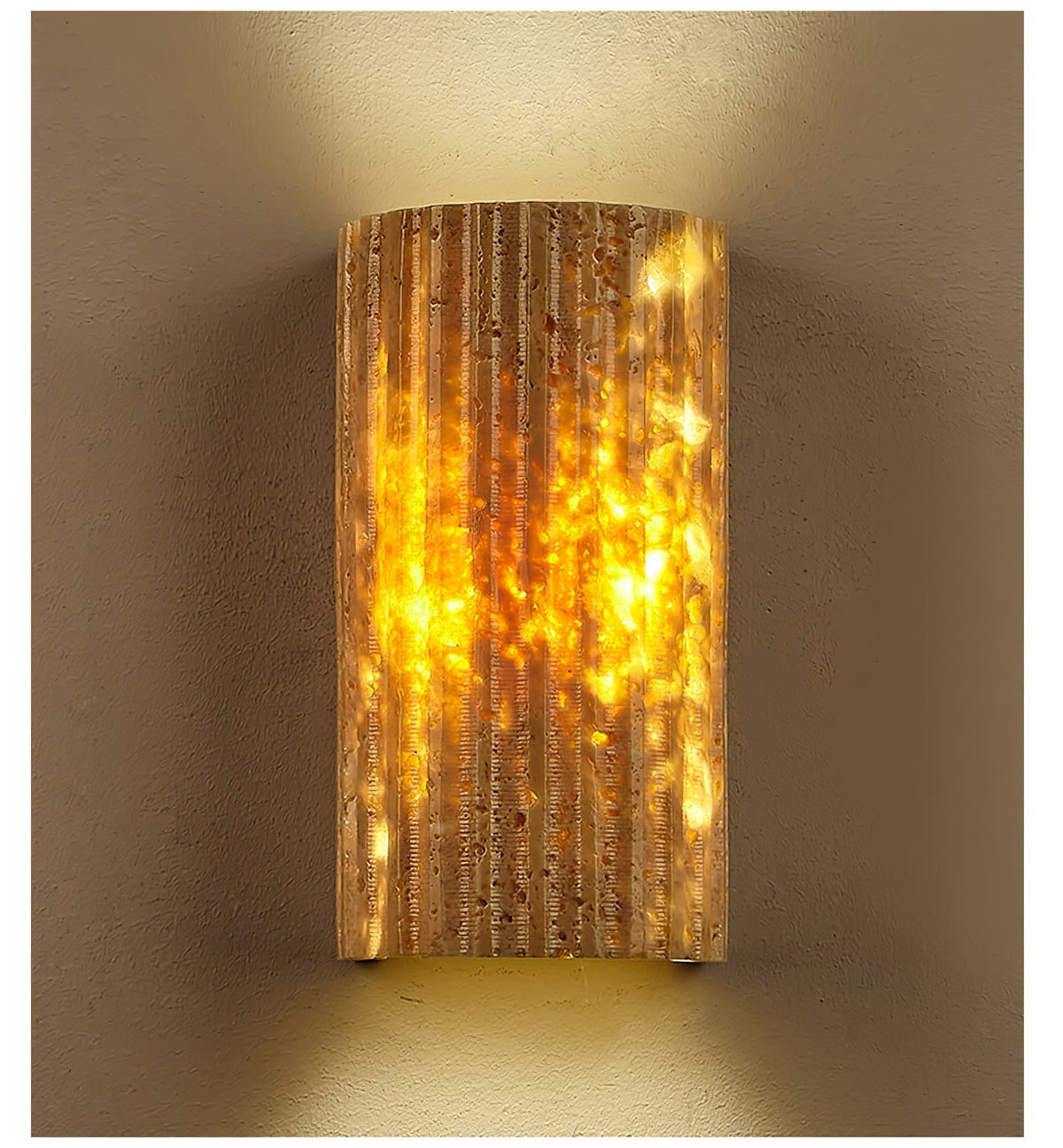Sysilion Geel travertin wandlamp