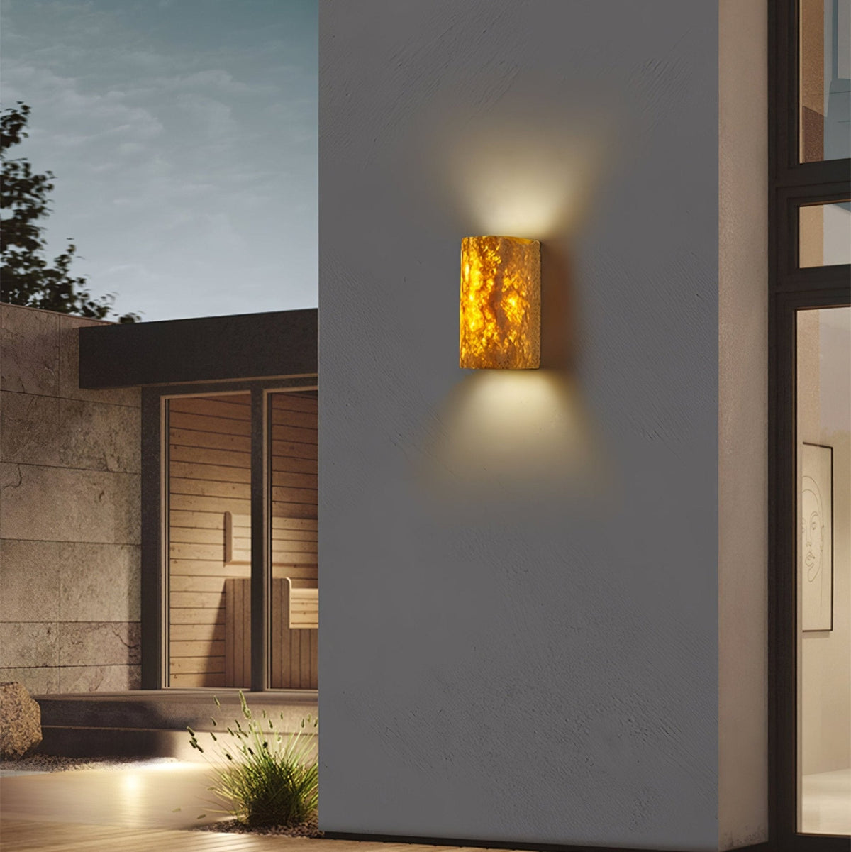 Sysilion Geel travertin wandlamp