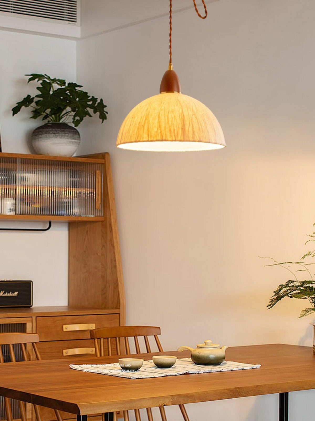Locan hanglamp van rijstpapier en hout