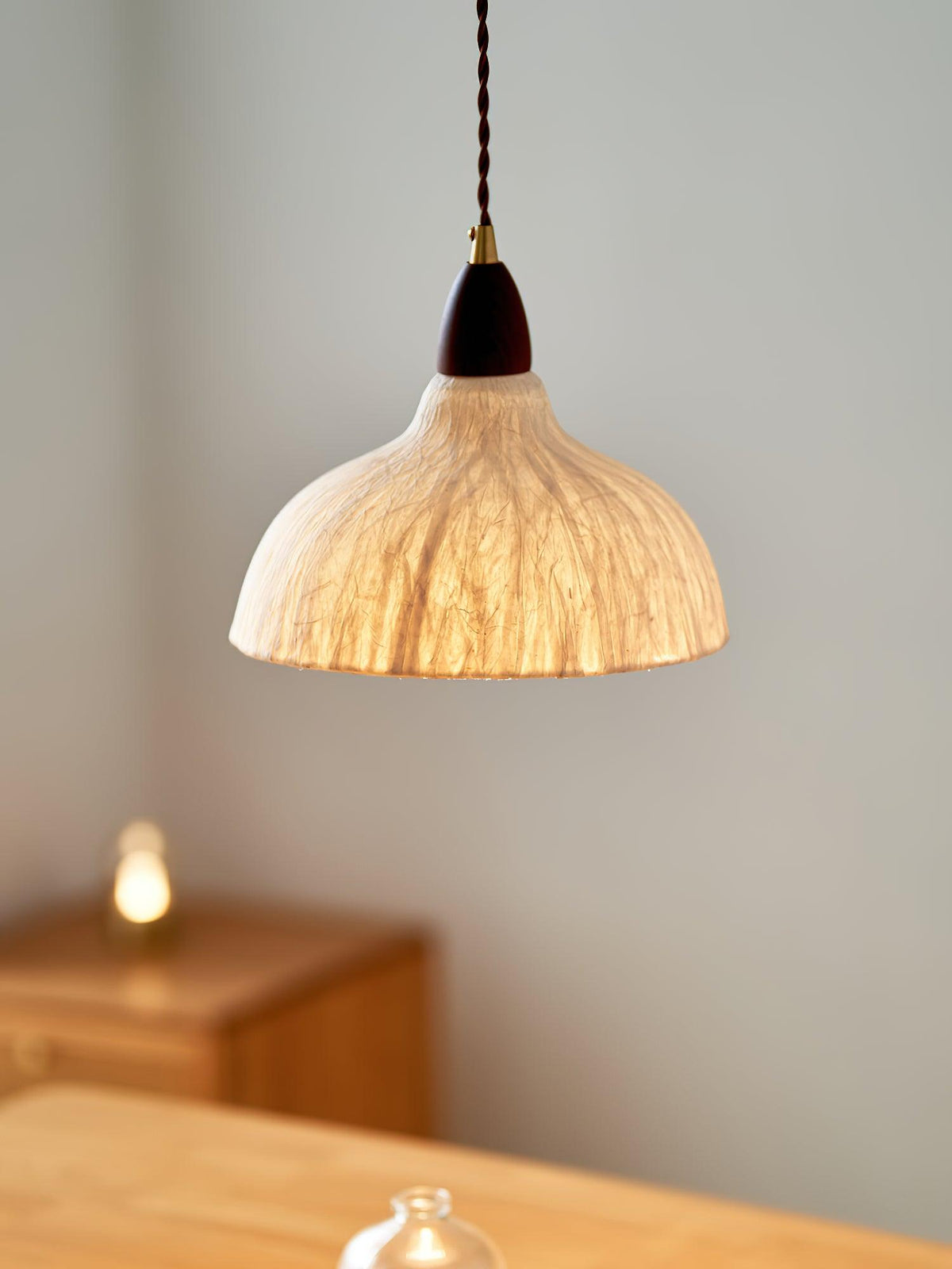 Locan hanglamp van rijstpapier en hout