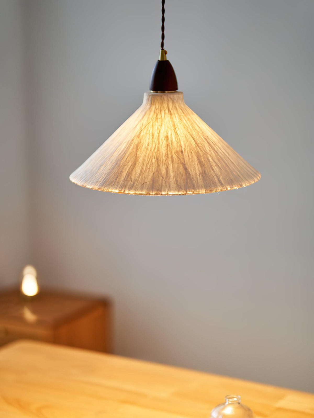 Locan hanglamp van rijstpapier en hout