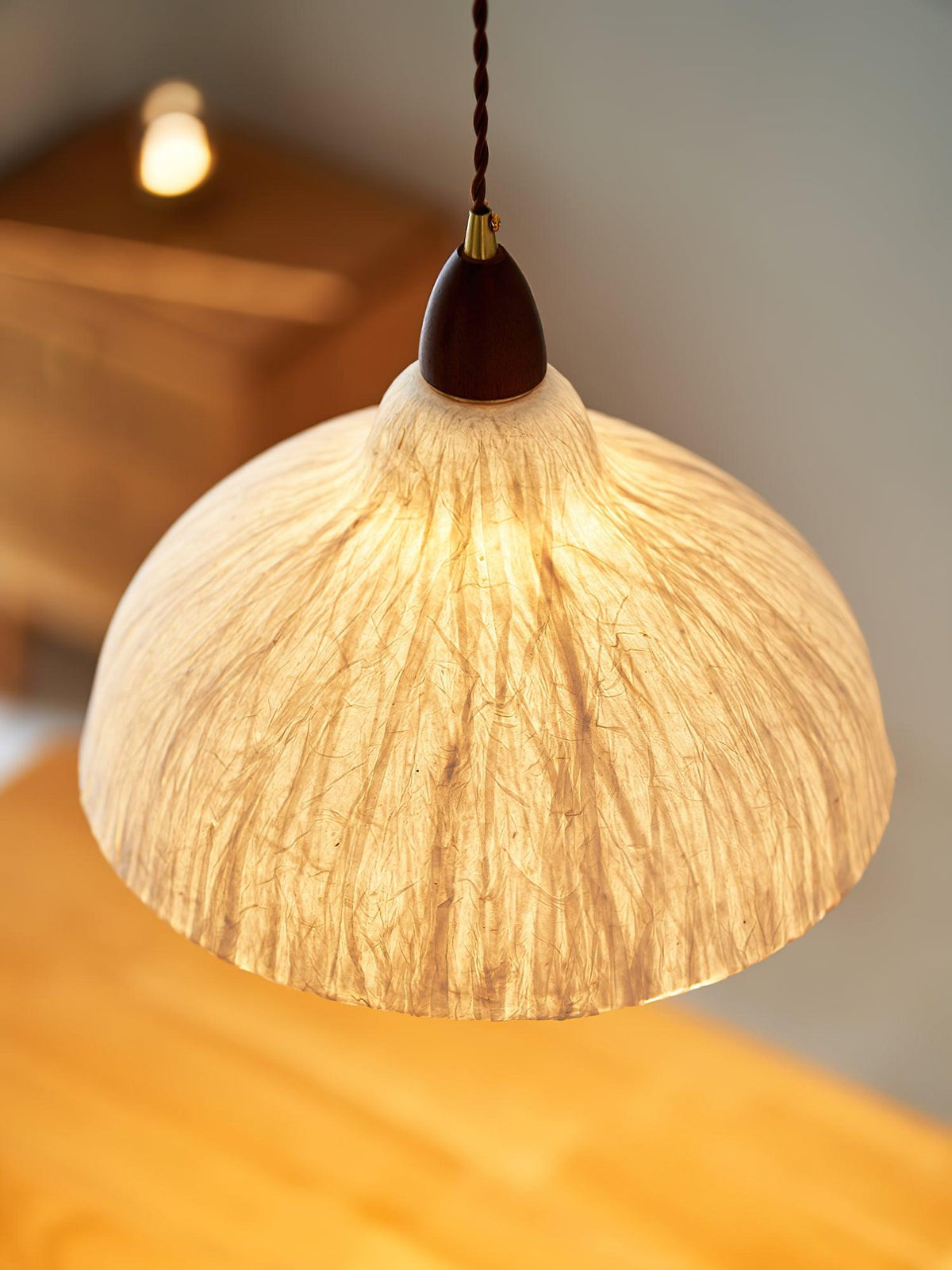 Locan hanglamp van rijstpapier en hout