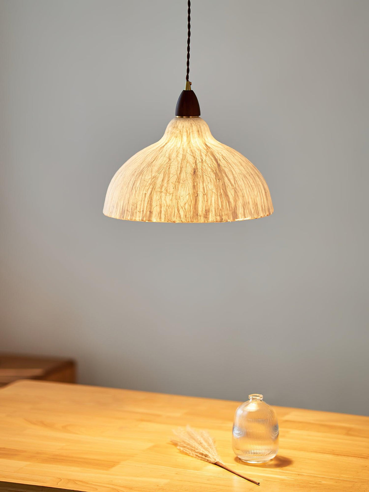 Locan hanglamp van rijstpapier en hout