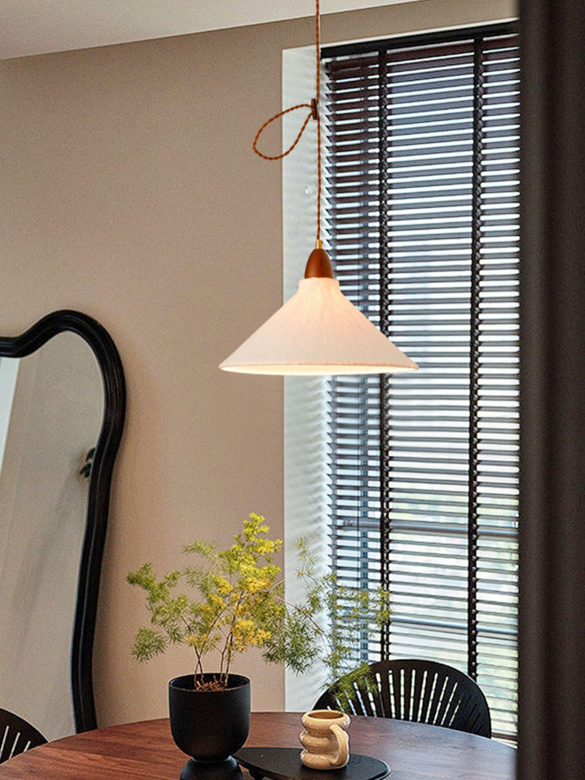 Locan hanglamp van rijstpapier en hout