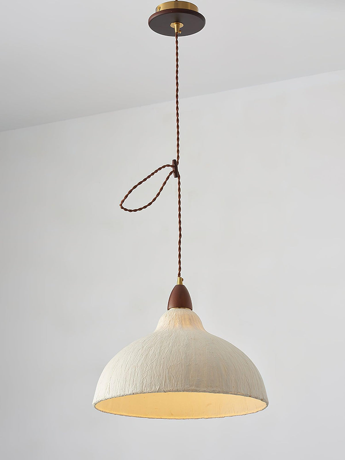 Locan hanglamp van rijstpapier en hout