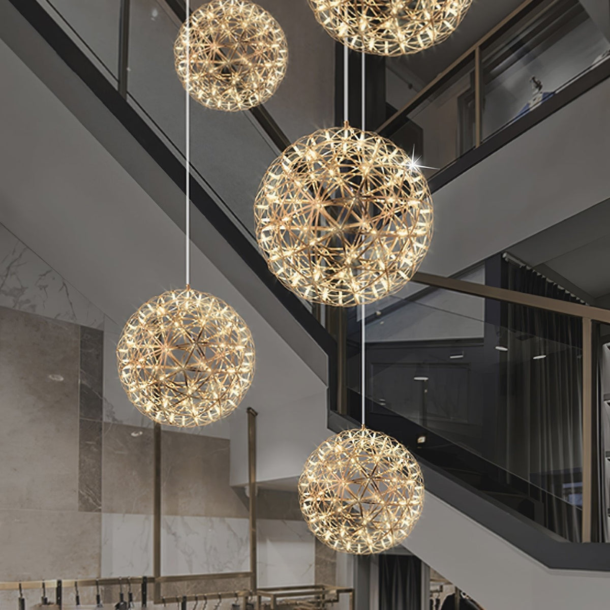 Sylvarin Goud Draad Cluster hanglamp Geometrisch Metaal Woonkamer
