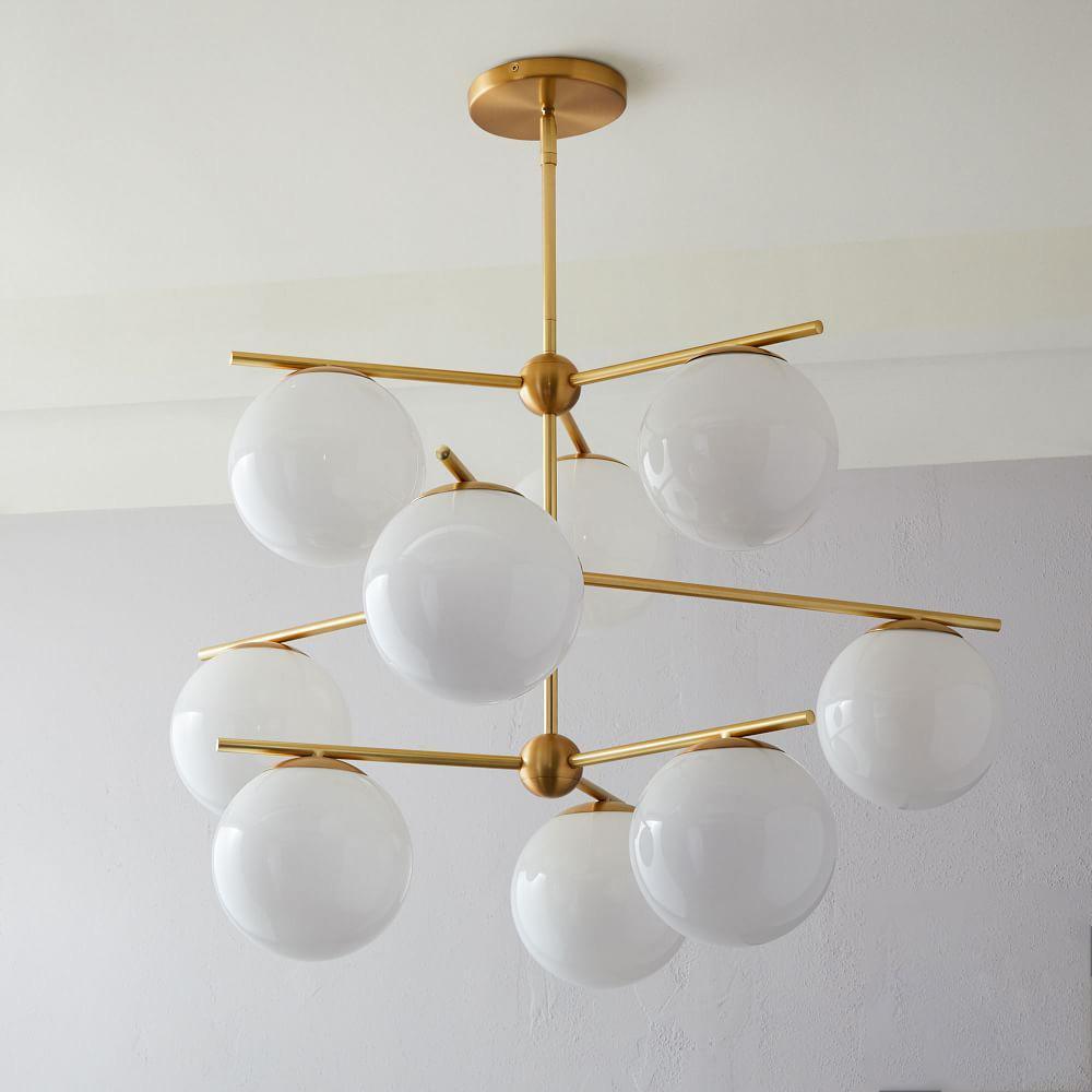 Casoella Kroonluchter met bolvormige kap en steel, moderne goudkleurige afwerking
