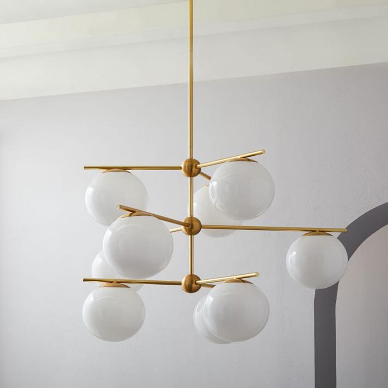 Casoella Kroonluchter met bolvormige kap en steel, moderne goudkleurige afwerking