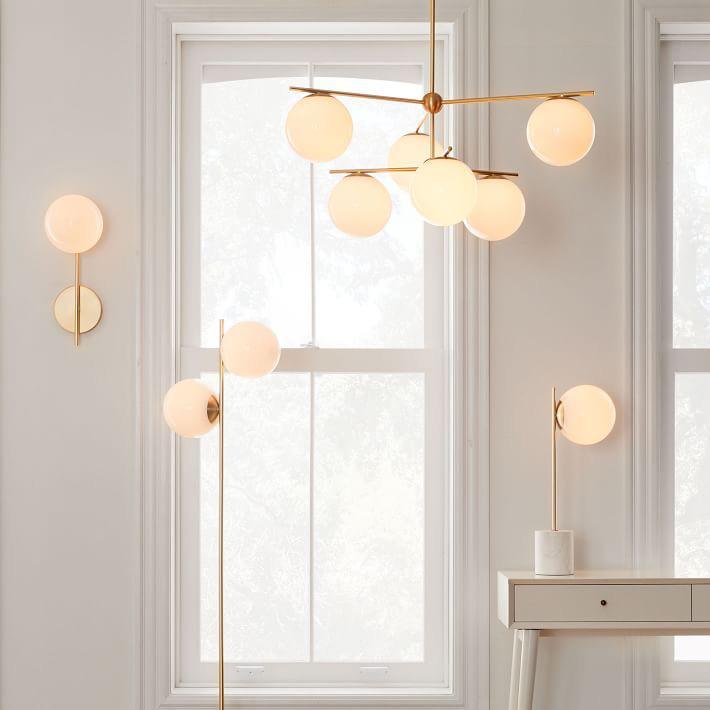 Casoella Kroonluchter met bolvormige kap en steel, moderne goudkleurige afwerking