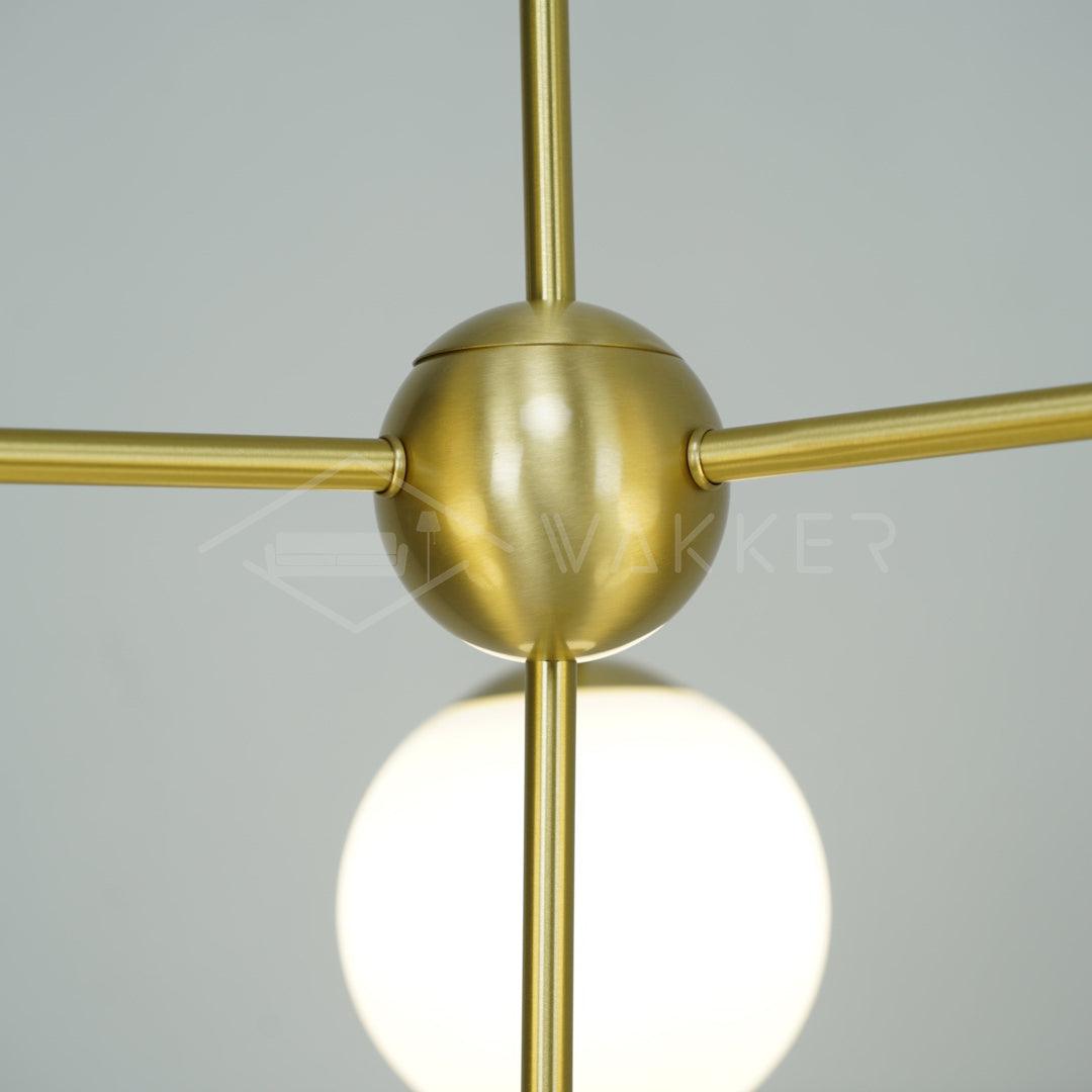 Casoella Kroonluchter met bolvormige kap en steel, moderne goudkleurige afwerking