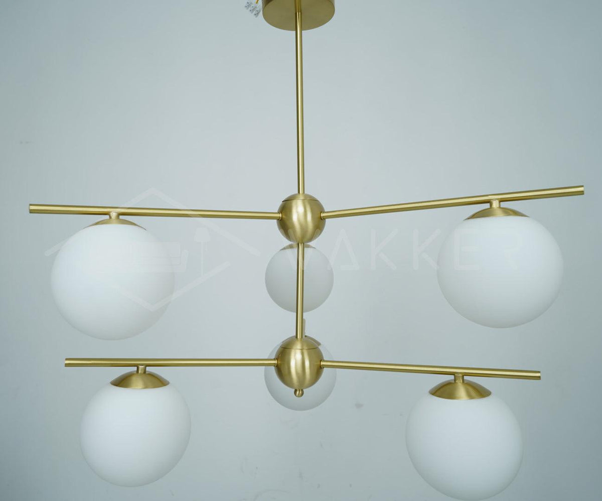 Casoella Kroonluchter met bolvormige kap en steel, moderne goudkleurige afwerking