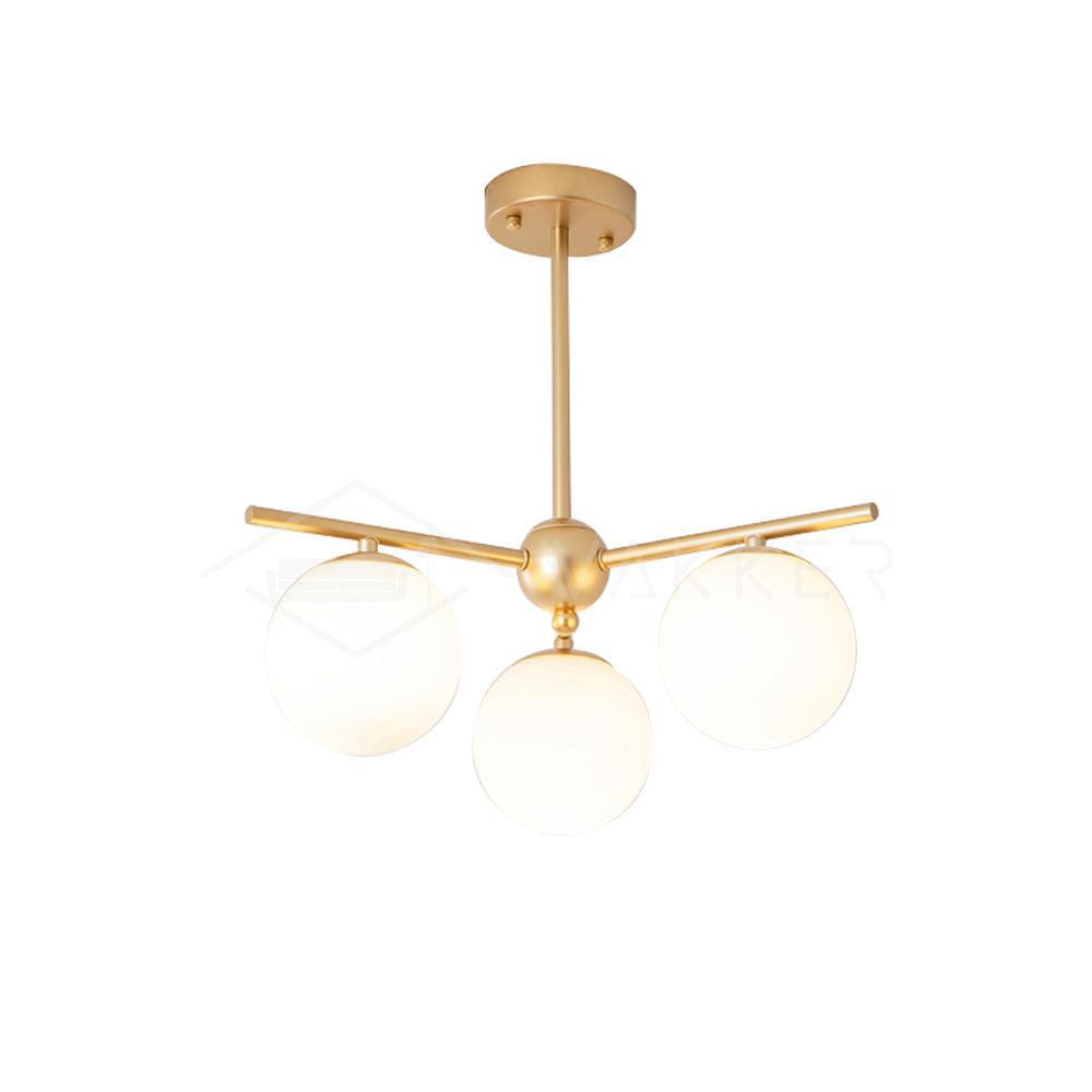 Casoella Kroonluchter met bolvormige kap en steel, moderne goudkleurige afwerking