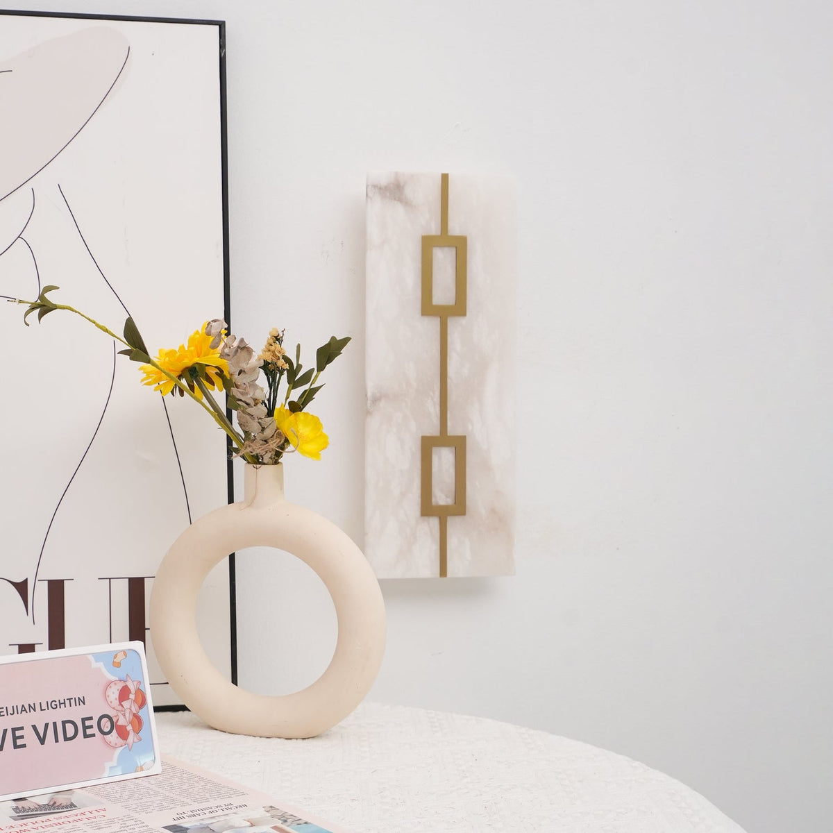 Alvelor geometrische wandlamp met albasten kap