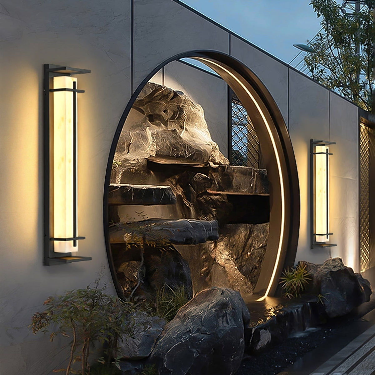 Avenirette vierkante waterdichte buitenwandlamp met imitatie van albast