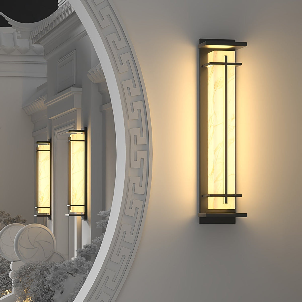 Avenirette vierkante waterdichte buitenwandlamp met imitatie van albast