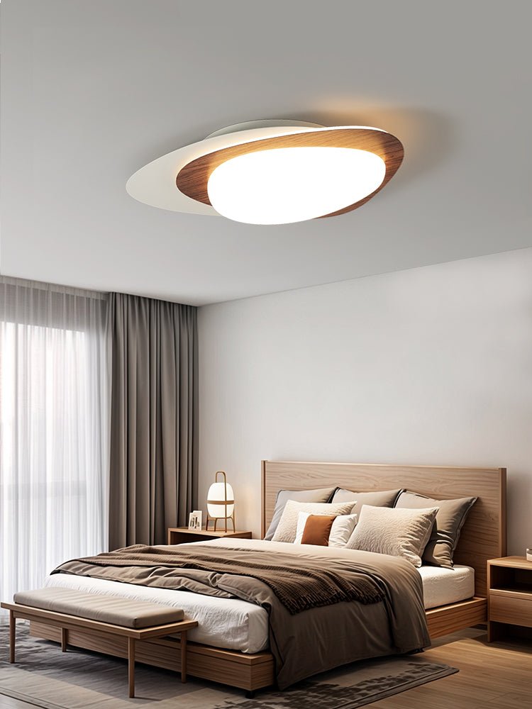 Fuji plafondlamp walnoot ovaal organische LED