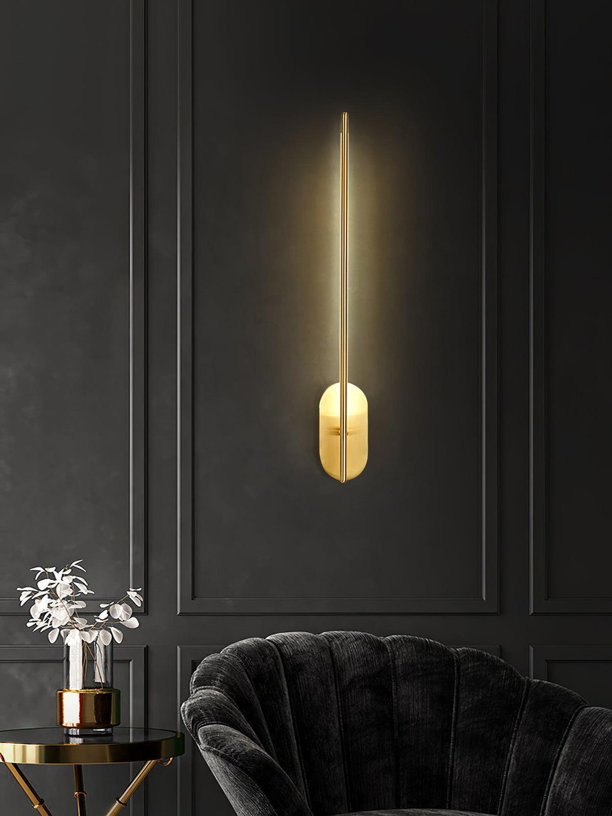 Marissa staafvormige messing wandlamp