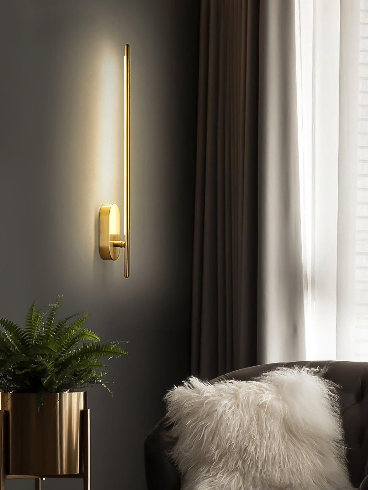 Marissa staafvormige messing wandlamp