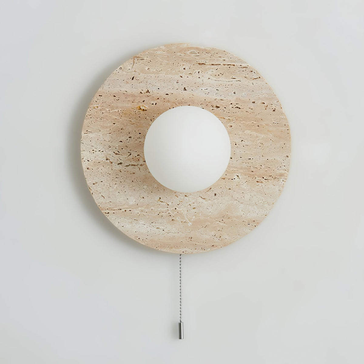 Tavik wandlamp met komvormig travertinframe