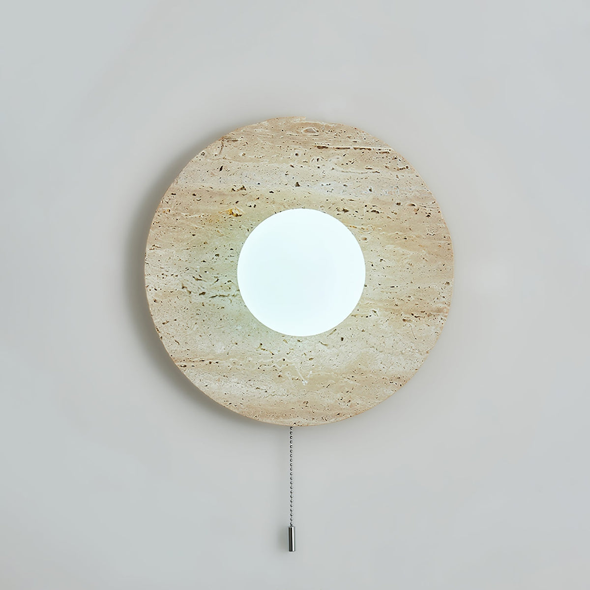 Tavik wandlamp met komvormig travertinframe