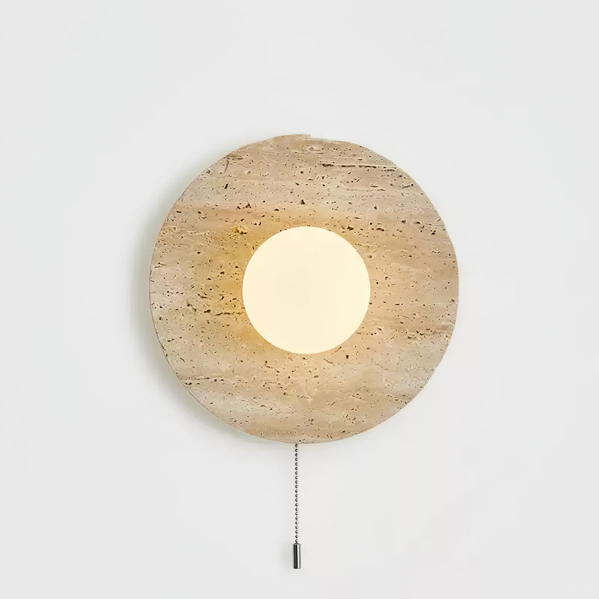 Tavik wandlamp met komvormig travertinframe
