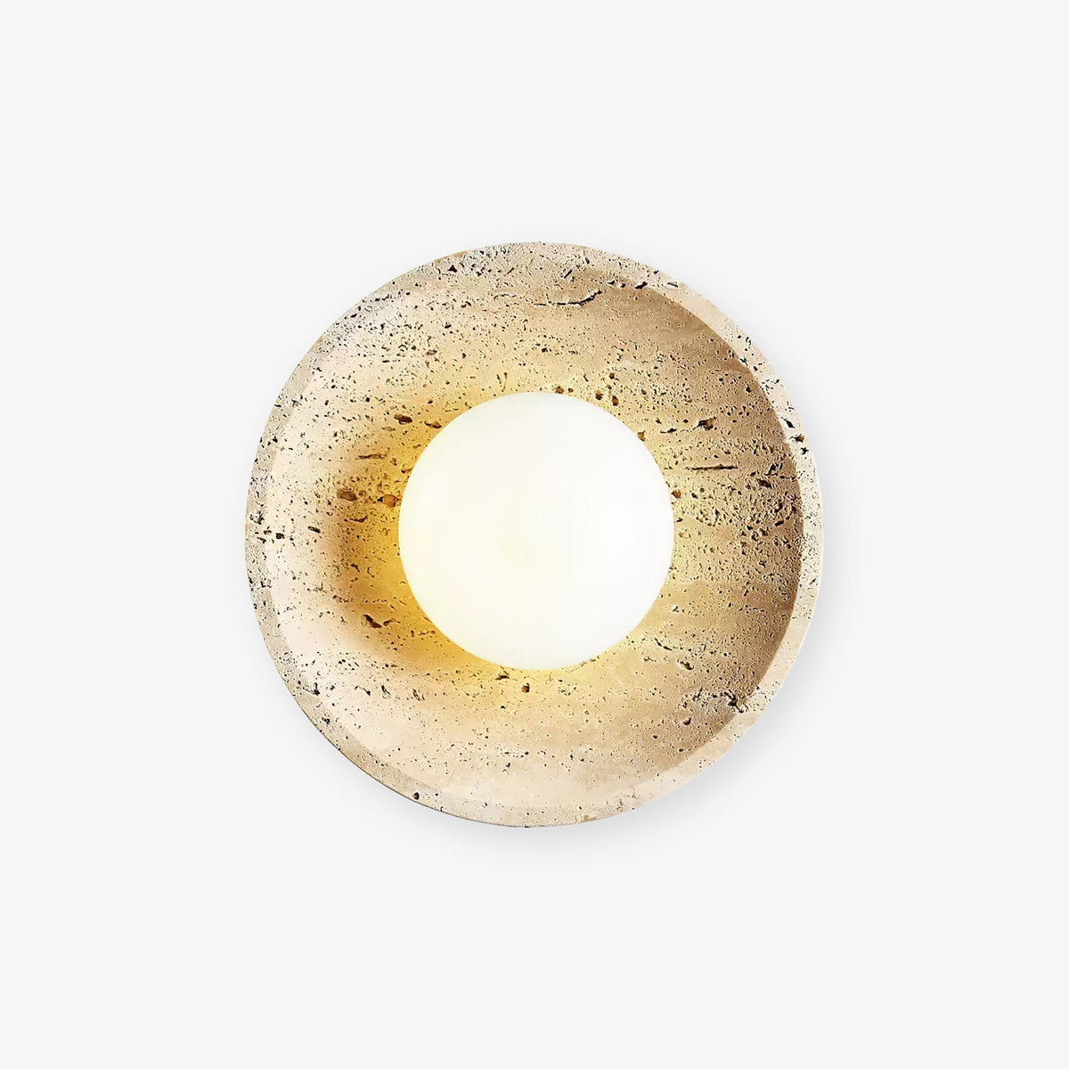 Tavik wandlamp met komvormig travertinframe
