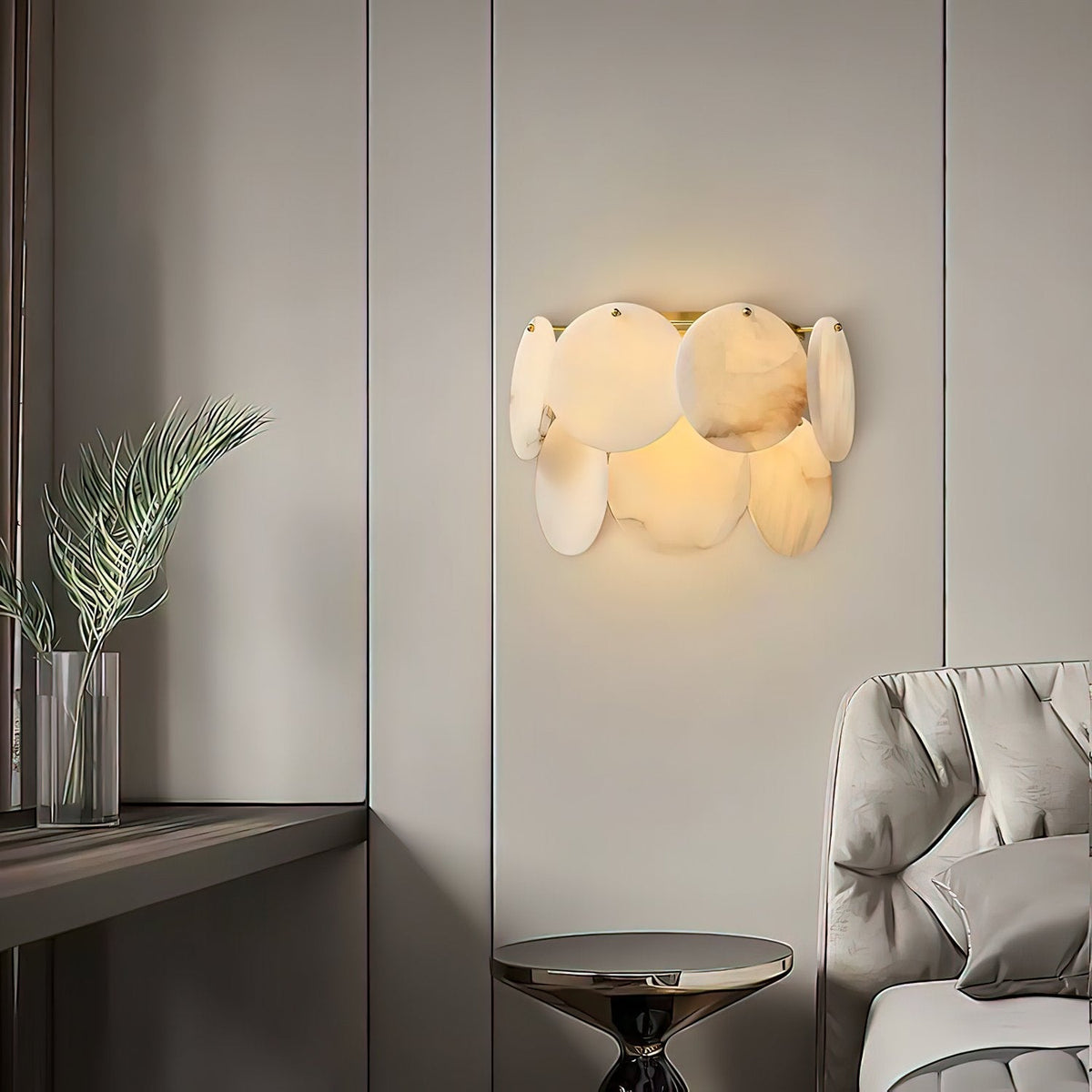 Avenlith wandlamp met overlappende albasten ronde schijven